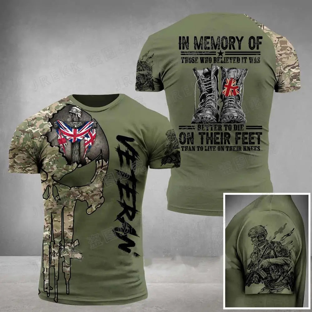 Men’s Summer 3D Camouflage British Flag Tee Fitness Casual Top