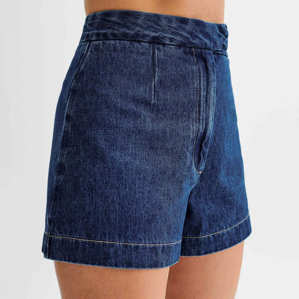 Women's Summer Denim Shorts Set Sleeveless Top & High Waist Shorts