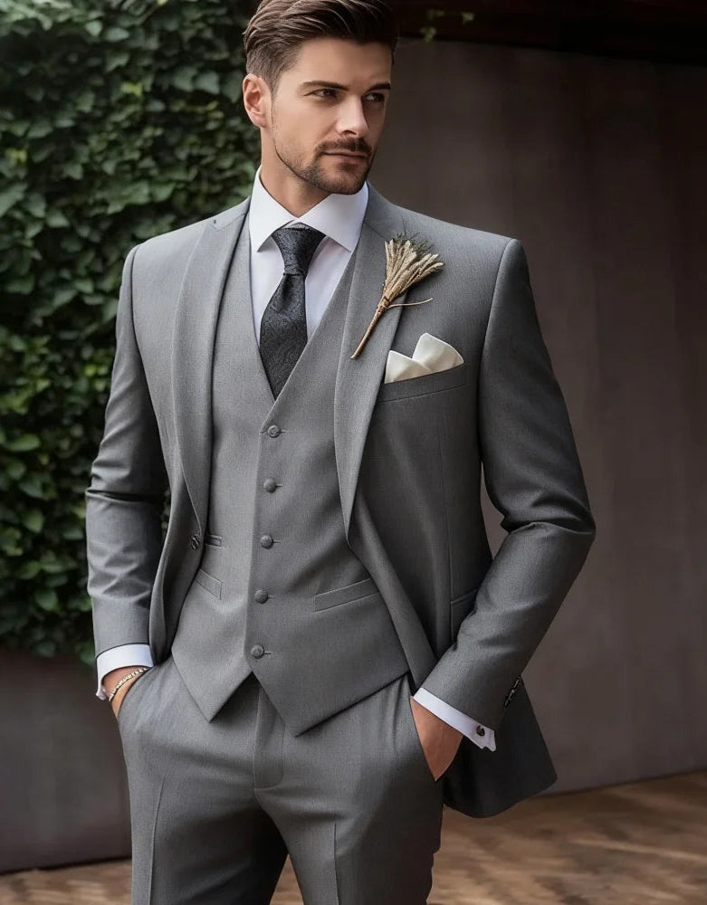 Italian Men's 3-Piece Slim Fit Wedding Suit – Elegant Tuxedo Set