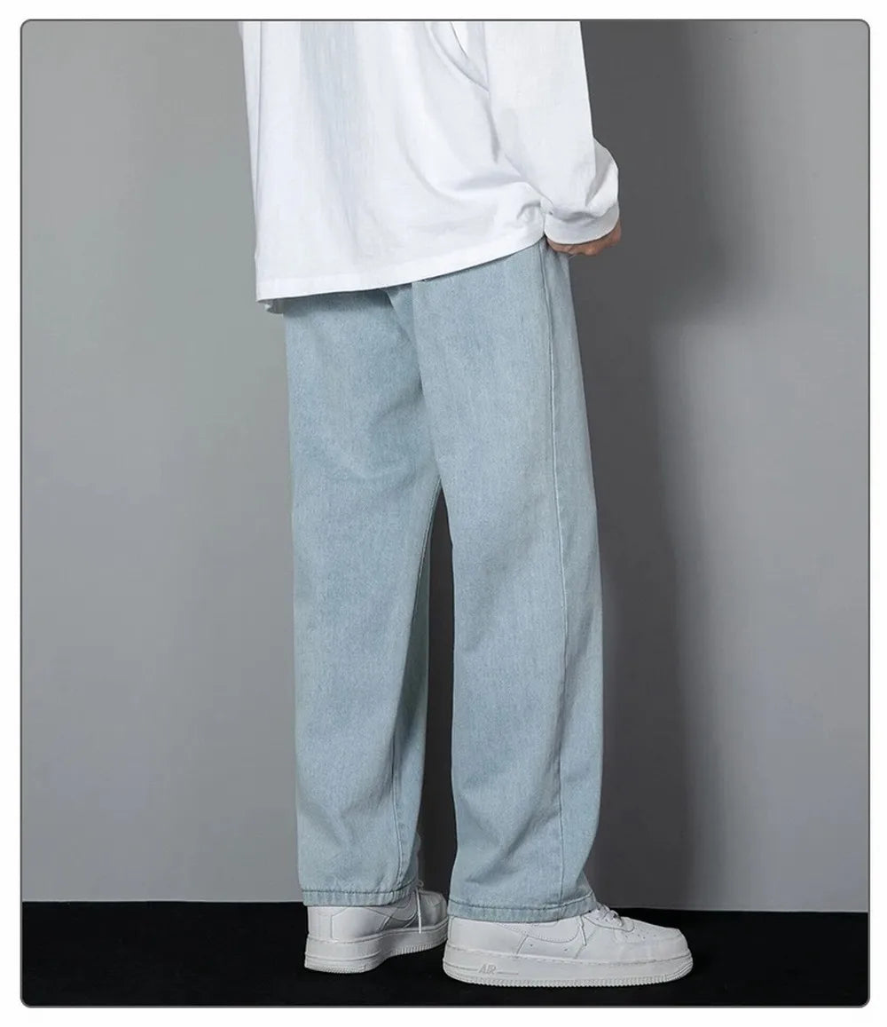 Men's Korean Straight Denim Wide-Leg Jeans