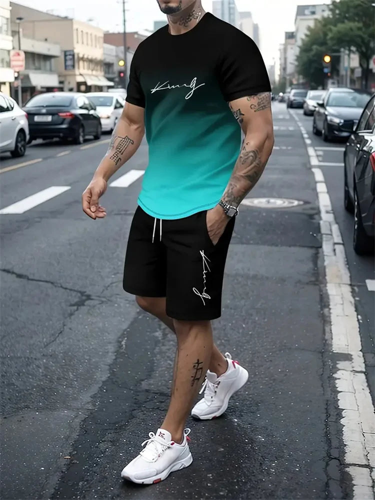Men's Summer 2-Piece 3D T-Shirt & Shorts Set