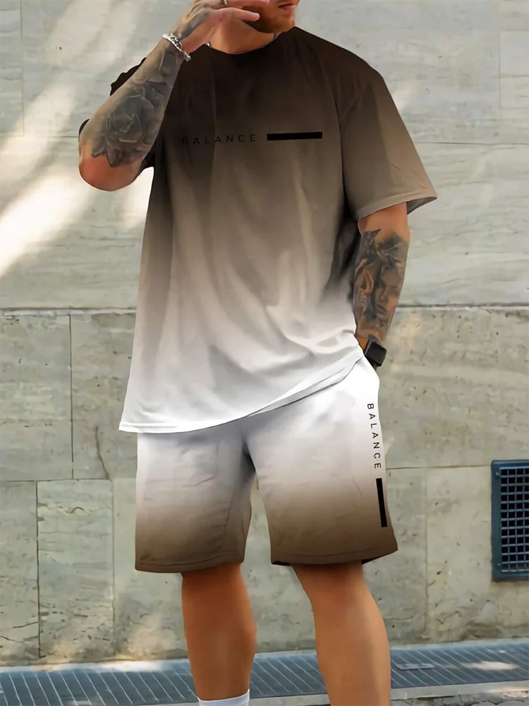 Men's Hawaiian T-Shirt & Shorts Set Beach Outfit