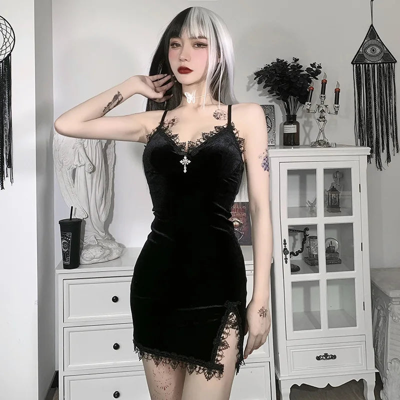 Sexy Black Goth Mini Dress