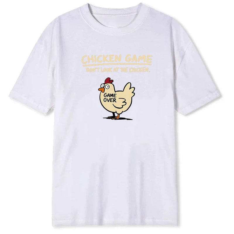 Men's Chicken Game Print T-Shirt – Casual Round Neck Short Sleeve Top