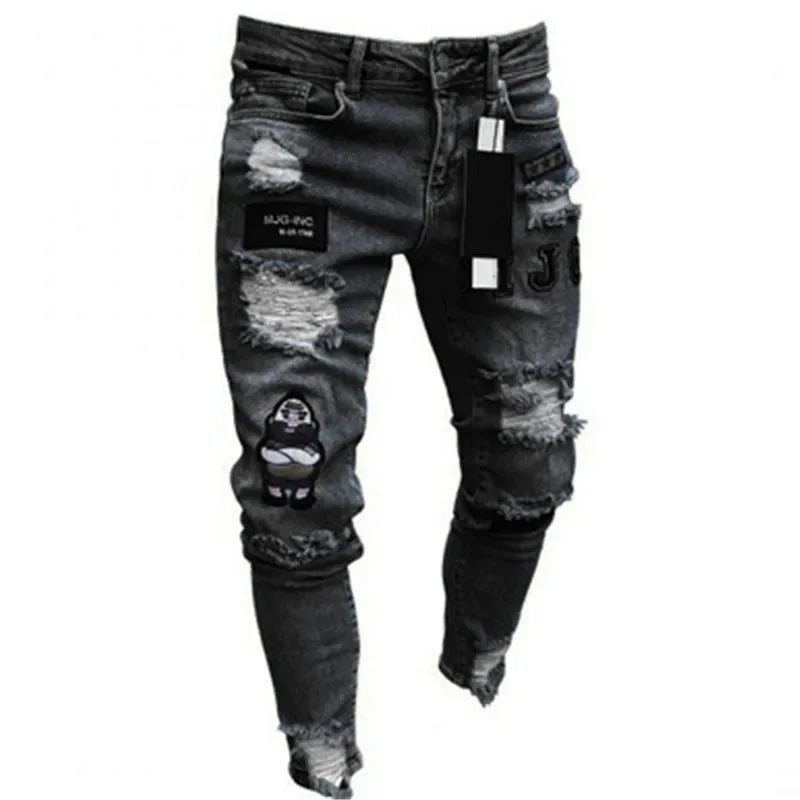 Men's Ripped Skinny Jeans – Stretch Hip Hop Denim