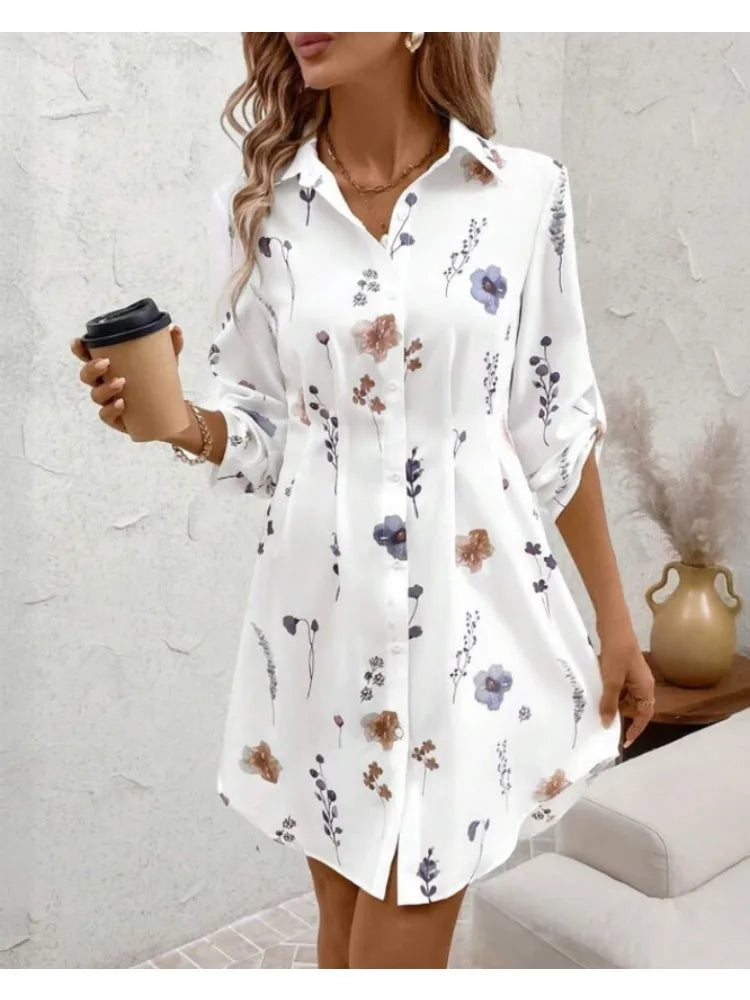Elegant floral long sleeve blouse women office fashion