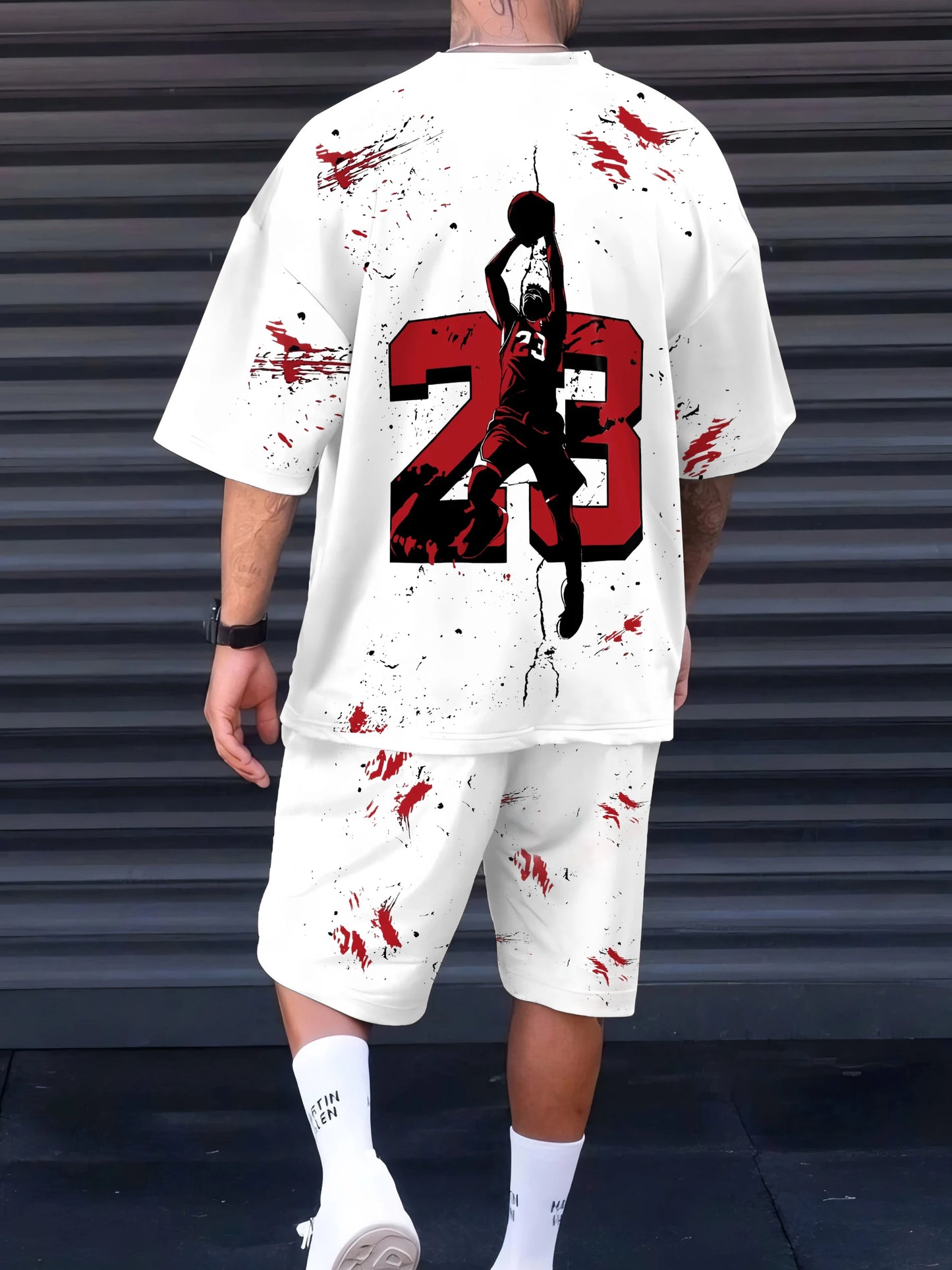 Summer 2025 Men's 3D Printed Casual Sports Polyester Suit