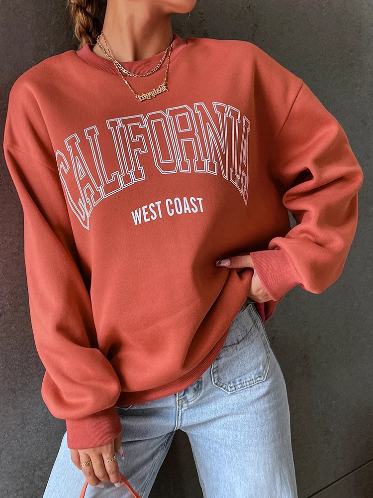 Korean Trend Women’s California Hoodie – Long Sleeve Pullover