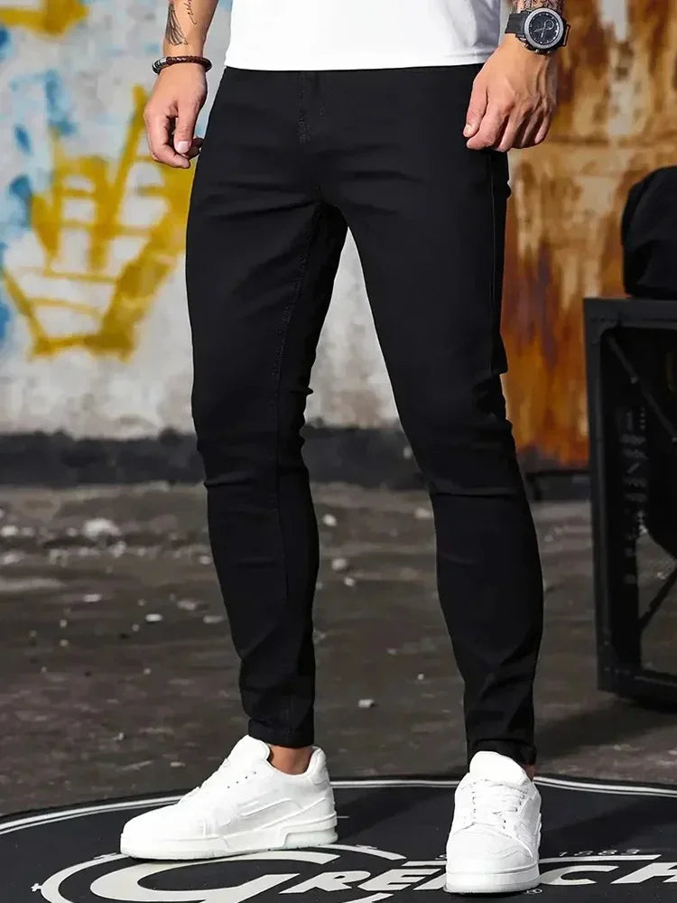 Men's Skinny Stretch Jeans – Black & Blue Street Style
