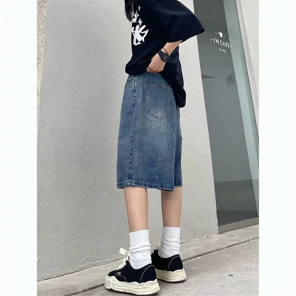 Y2K Baggy Denim Shorts Vintage Wide Leg Summer Streetwear