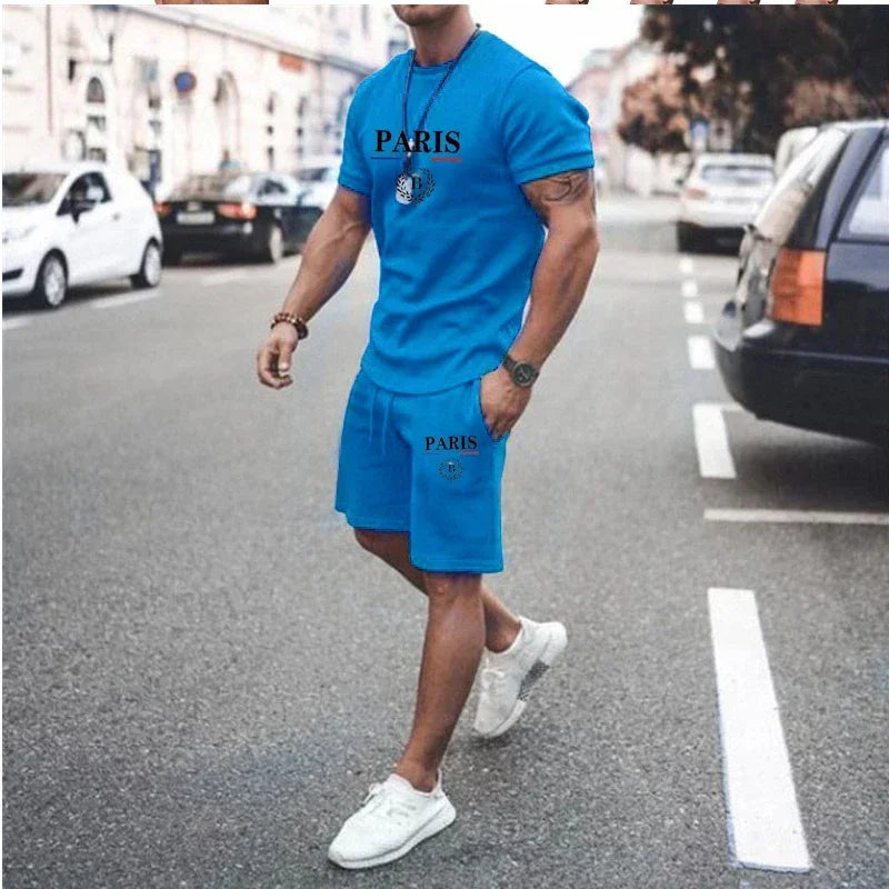 Men's Summer 2-Piece Set Sportswear – T-Shirt & Shorts