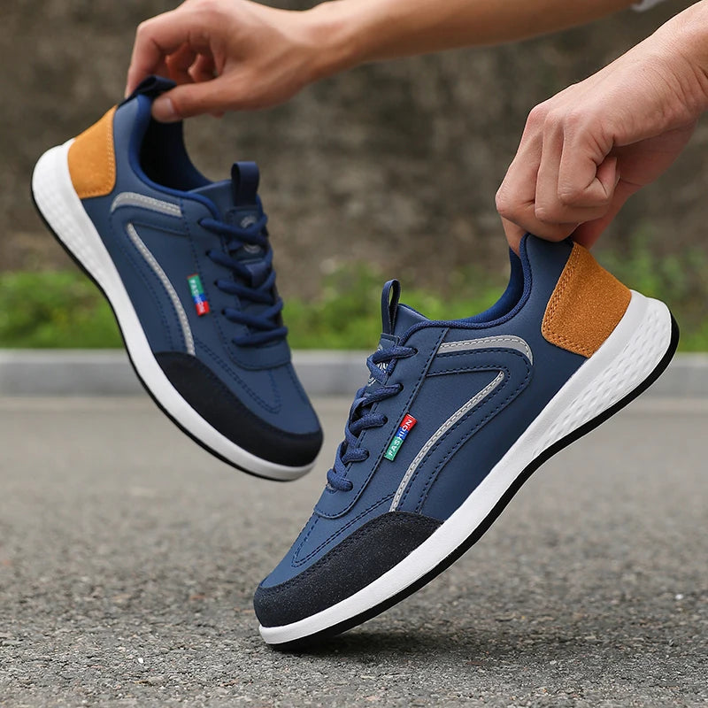 Italian PU leather men's sneakers, breathable summer fashion