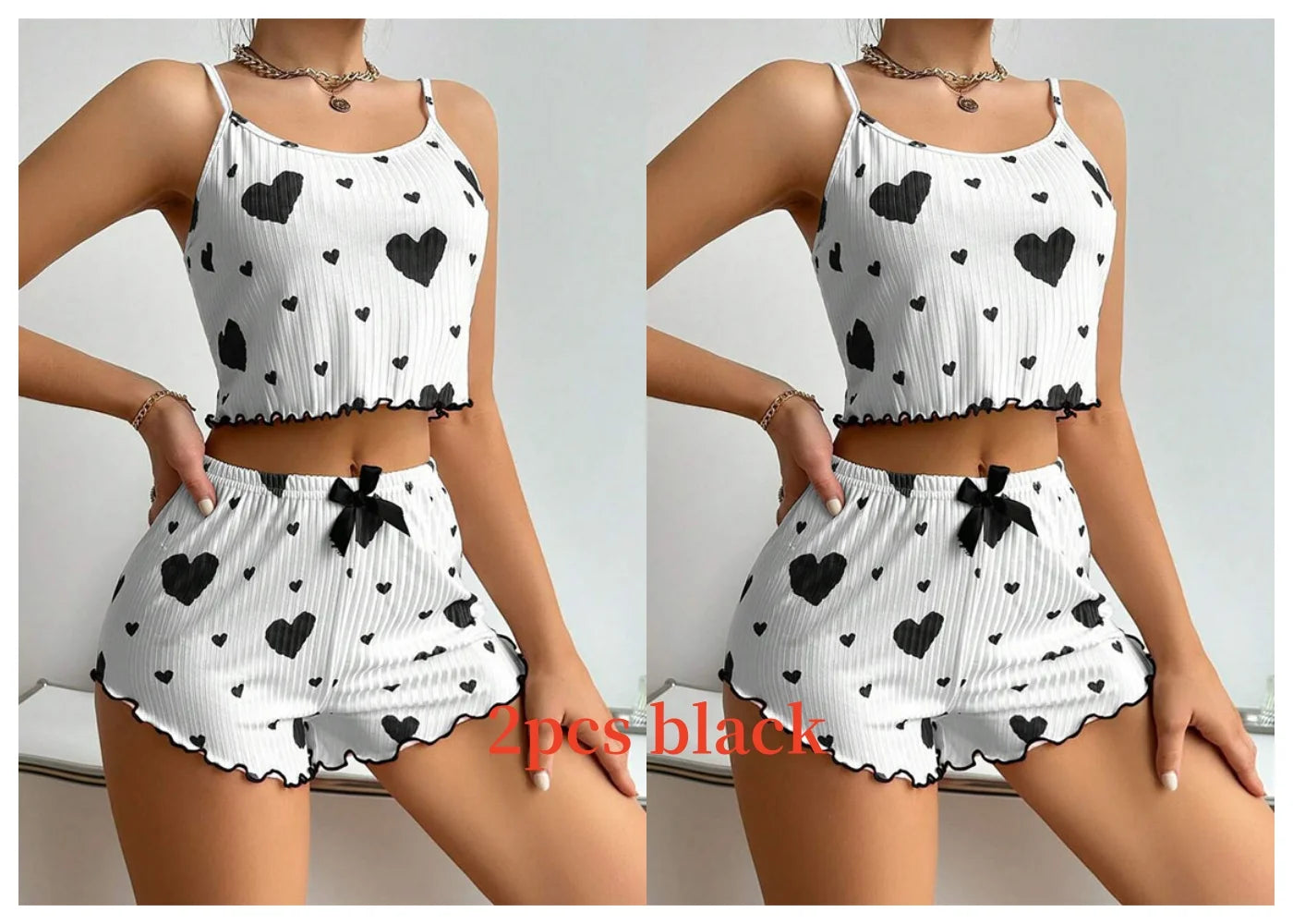 Women's 2PCS Pajamas Set – Soft Tank & Shorts, Love Print