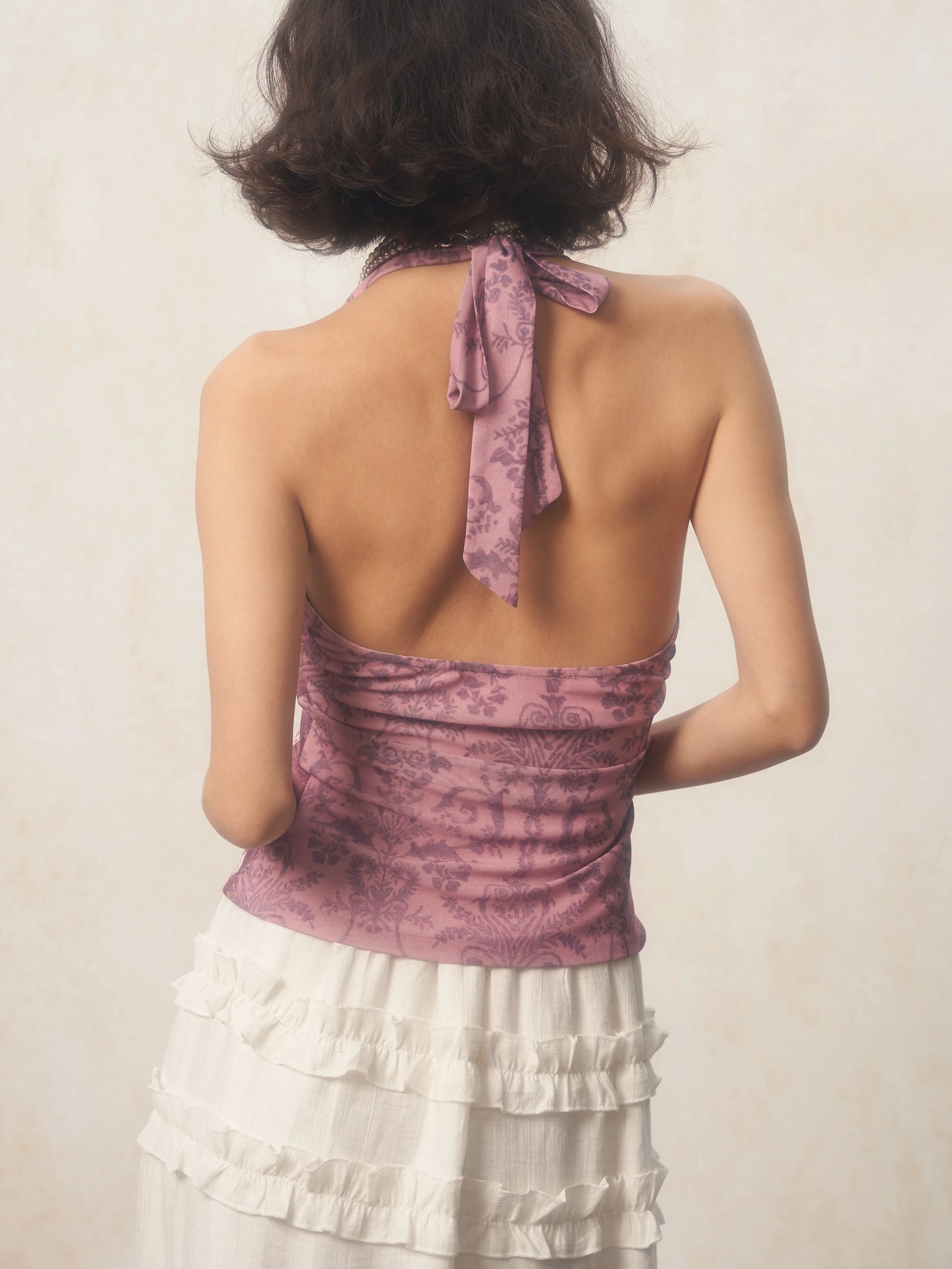 Karrcat Y2K Purple Halter Top – Harajuku Flower Print