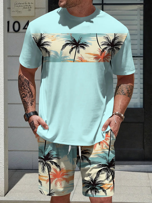 Men's Summer 2025 3D Hawaiian Beach Set