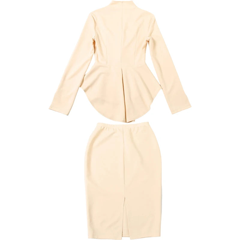 Weird Puss Women's 2-Piece Ruffled Jacket & Skirt