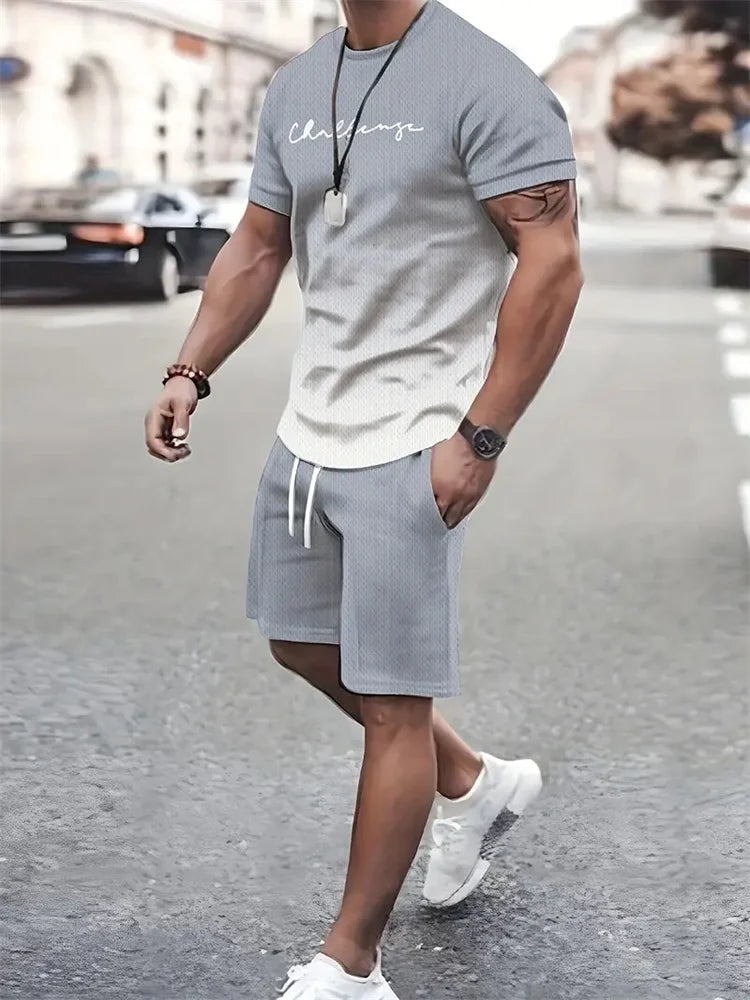 Men's Summer 2-Piece 3D T-Shirt & Shorts Set