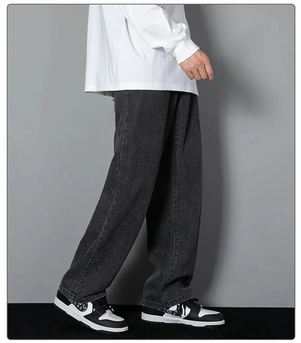 Men's Korean Straight Denim Wide-Leg Jeans
