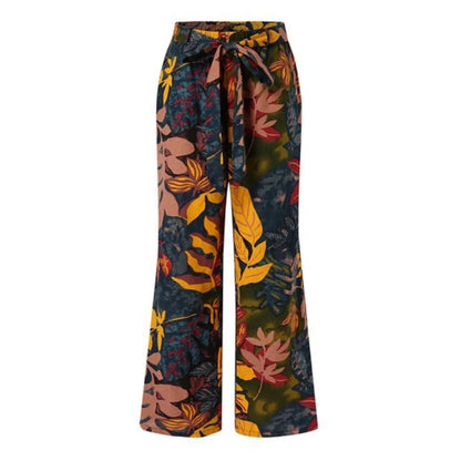Women High Waist Wide-Leg Casual Printed Pants