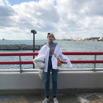 Zadily Women's White Oversize Shirt Long Sleeve Chic