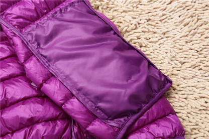 Ultra-light women’s puffer jacket packable hooded spring-autumn