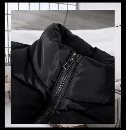 Men White Slim Vest Jacket Stand Collar Puffer Waistcoat