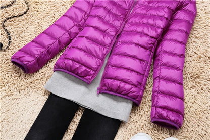 Ultra-light women’s puffer jacket packable hooded spring-autumn