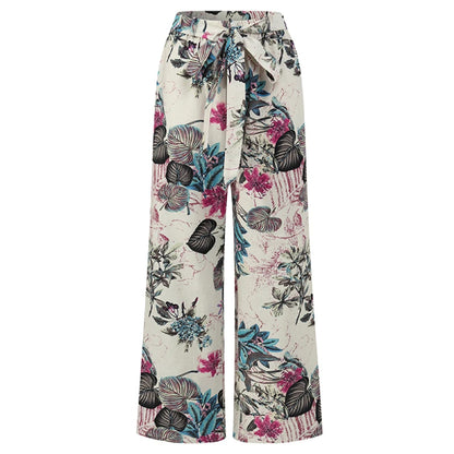 Women High Waist Wide-Leg Casual Printed Pants