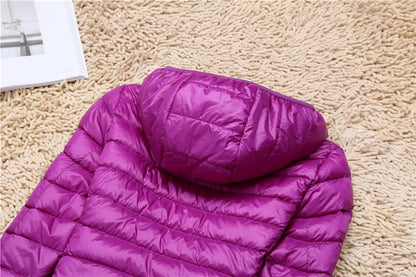Ultra-light women’s puffer jacket packable hooded spring-autumn