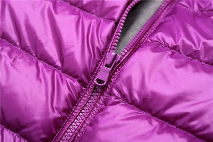Ultra-light women’s puffer jacket packable hooded spring-autumn