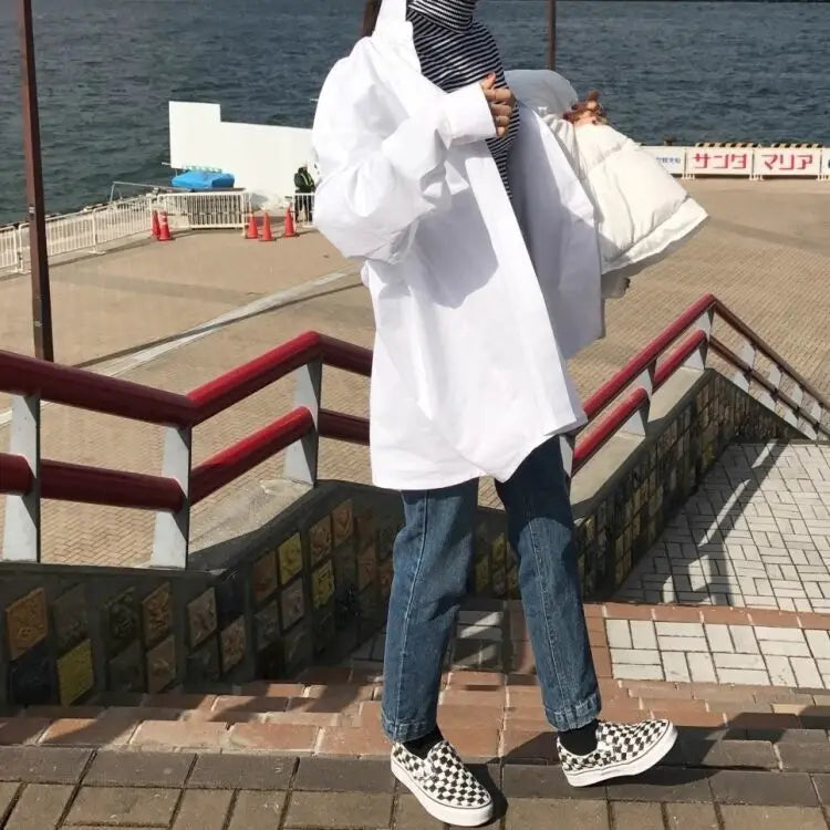 Zadily Women's White Oversize Shirt Long Sleeve Chic