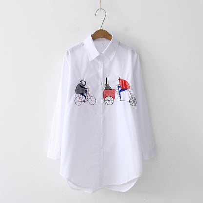 Elegant cotton blouse long sleeve white office shirt