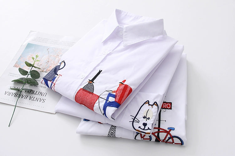 Elegant cotton blouse long sleeve white office shirt