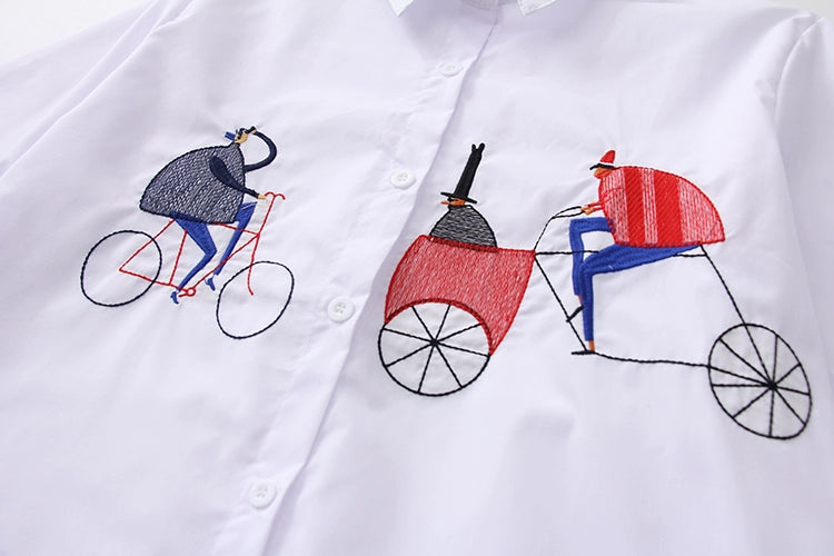 Elegant cotton blouse long sleeve white office shirt