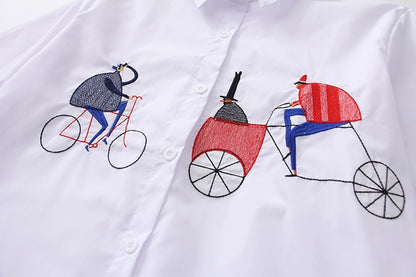 Elegant cotton blouse long sleeve white office shirt