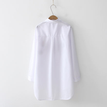 Elegant cotton blouse long sleeve white office shirt
