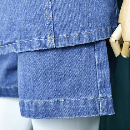 Women's Summer Denim Shorts Set Sleeveless Top & High Waist Shorts