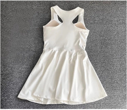 Tennis & Sports Zipper Fitness Dress – High Waist Slim Fit