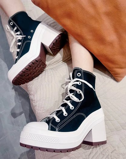 Stylish women’s platform canvas sneakers for casual fashion