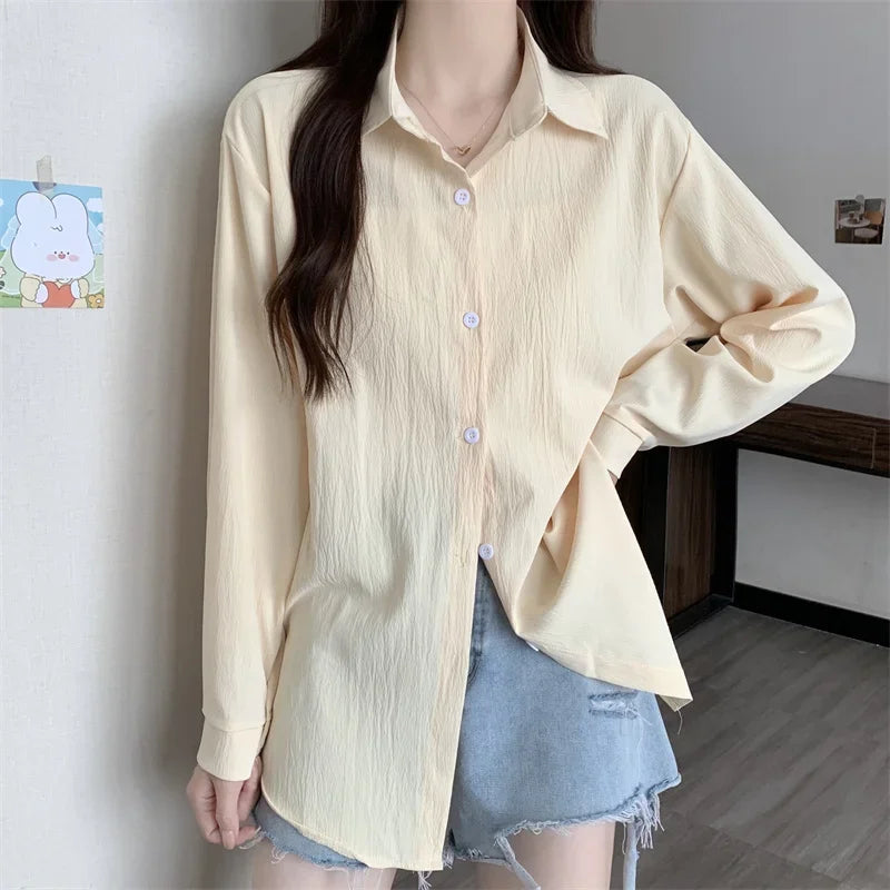 White Button Down Shirt Women Classic Long Sleeve Chic Top