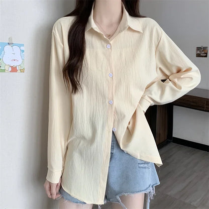 White Button Down Shirt Women Classic Long Sleeve Chic Top