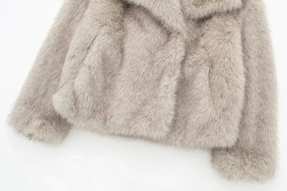 HH Women Faux Fur Coat – Warm Fluffy Jacket