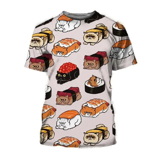 3D Sushi Print Men's T-Shirt – Street Fashion Summer Tee