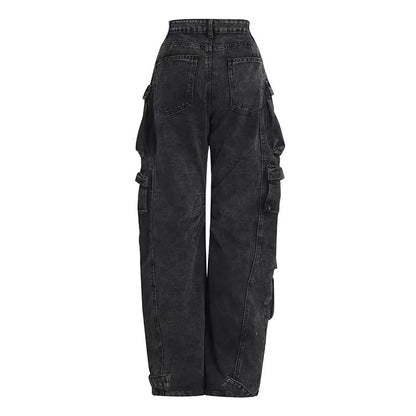 Trendy Women's High-Waist Denim | Street Multi-Pocket Jeans