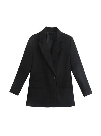 TRZA Women’s Elegant Blazer Coat – Double Breasted Loose Fit
