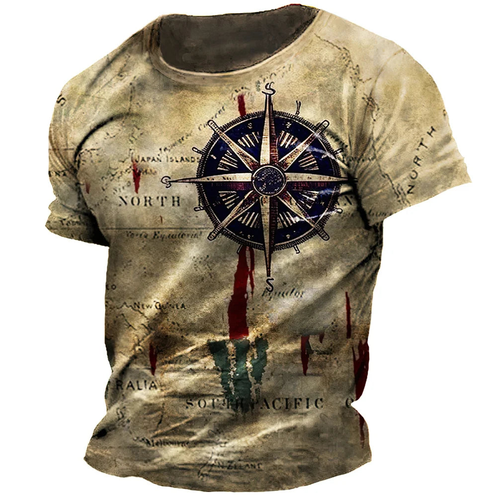 Men's Nautical Compass Tee – Summer Casual