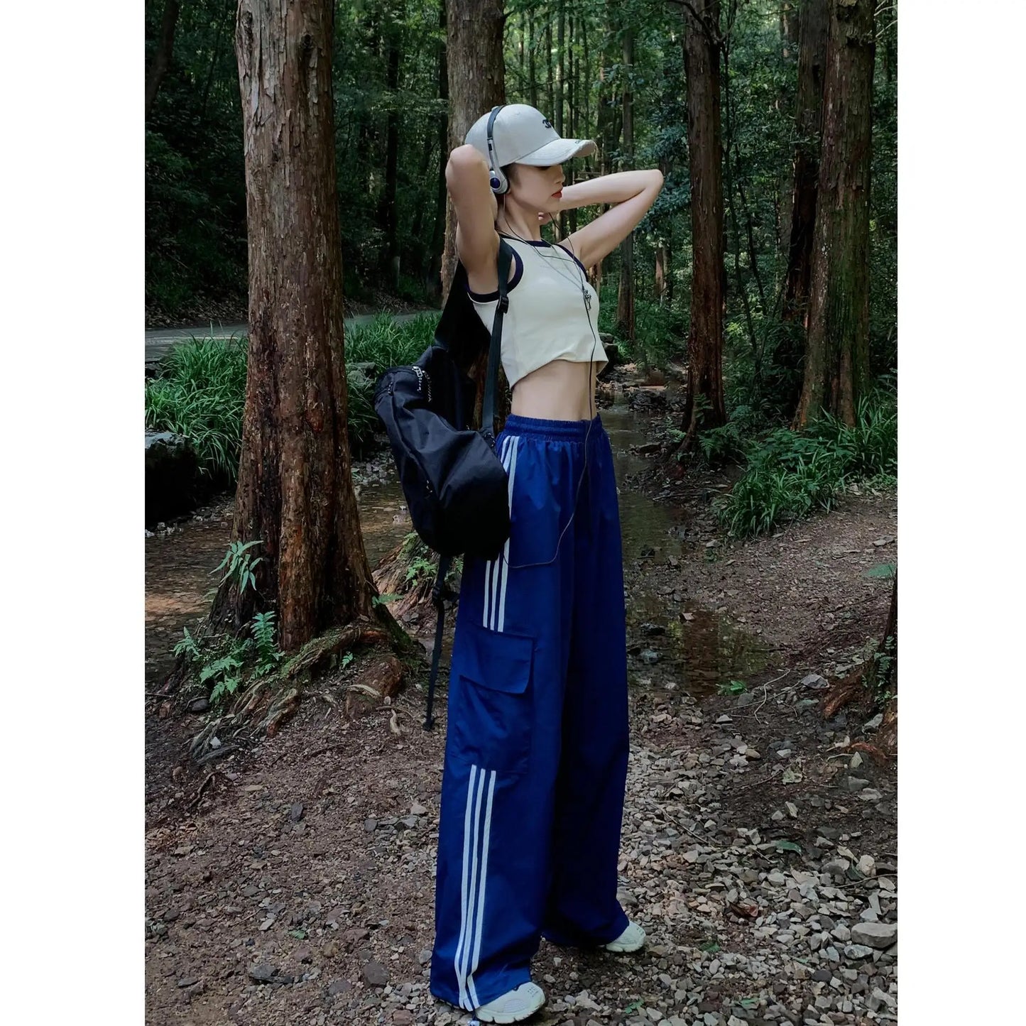 Women Baggy Stripe Cargo Joggers – Y2K Streetwear