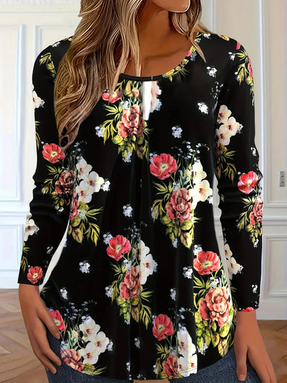 Vintage 3D Floral O-Neck Long Sleeve T-Shirt Women Y2K Harajuku