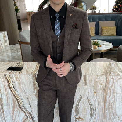 Men's Plaid 3-Piece Suit – Business Casual