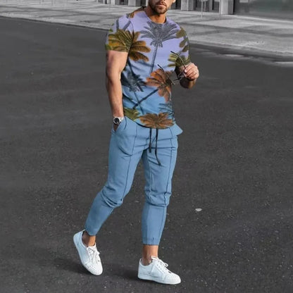 Men's 3D Print T-Shirt & Pants Set – Casual & Breathable